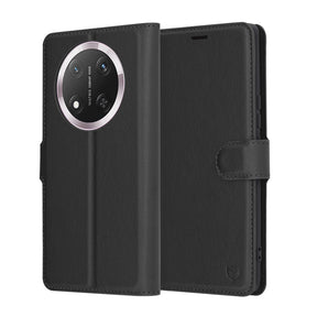 Techsuit Leather Folio fekete tok Honor Magic7 Lite és Honor X9c telefonhoz