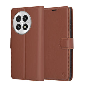 Husa de protectie Techsuit Leather Folio compatibil cu OnePlus 13, Maro
