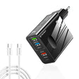 Incarcator Techsuit Premium PentaXPower (CHC1), Type-C Cable Included, 3x USB, 2x Type-C PD 25W, 65W, GaN, 1m, Negru