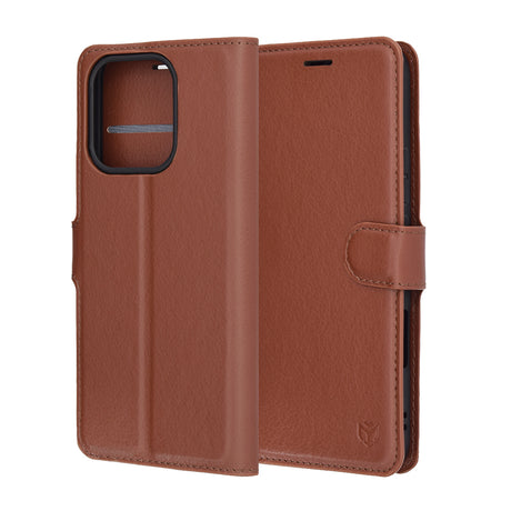 Husa de protectie Techsuit Leather Folio compatibil cu Honor 400 Lite, Maro