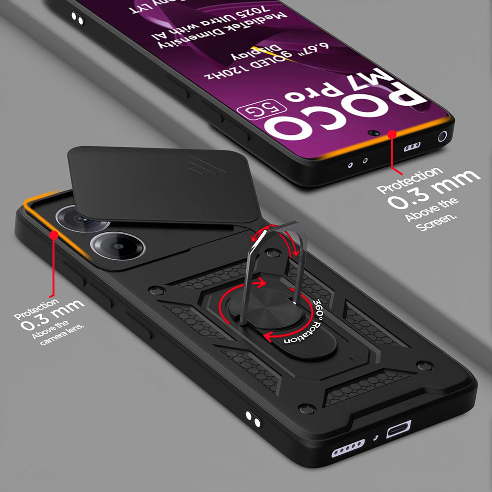 Husa de protectie Techsuit CamShield Series compatibil cu Xiaomi Poco M7 Pro 5G, Negru