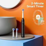 Bitvae Electric Toothbrush (BVR1), Soft, with 8 Heads, Smart Timer, Clean/Sensitive/White/Gum Care/Tongue Modes, Negru