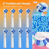 Bitvae Electric Toothbrush (BVR1), Soft, with 8 Heads, Smart Timer, Clean/Sensitive/White/Gum Care/Tongue Modes, Alb