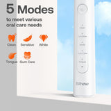 Bitvae Electric Toothbrush (BVR2), with 8 Heads, Smart Timer, Pressure Sensor, Travel Case, 5 Modes, Rechargeable, Alb