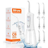 Bitvae Water Flosser (BVC6), Larger 300ml Size, with 6 Jet Tips, 3 Modes, 5 Intensities, Rechargeable, Alb