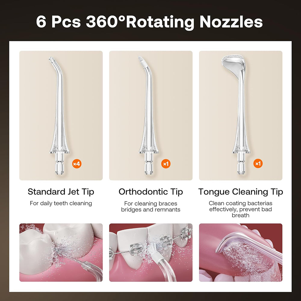 Bitvae Water Flosser (BVC6), Larger 300ml Size, with 6 Jet Tips, 3 Modes, 5 Intensities, Rechargeable, Alb