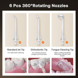 Bitvae Water Flosser (BVC6), Larger 300ml Size, with 6 Jet Tips, 3 Modes, 5 Intensities, Rechargeable, Alb