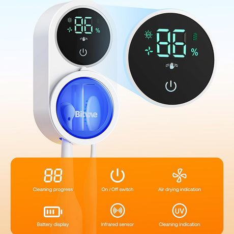 Bitvae Air Drying Sanitizer (BVX122), for Toothbrush, UV Disinfection, Inductive Switch, Antibacterial, LED Screen, Alb