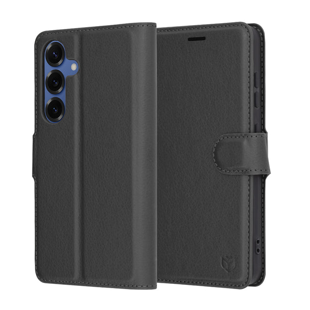 Husa de protectie Techsuit Leather Folio compatibil cu Samsung Galaxy S25, Negru