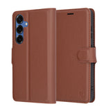Husa de protectie Techsuit Leather Folio compatibil cu Samsung Galaxy S25, Maro