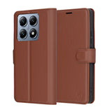 Husa de protectie Techsuit Leather Folio compatibil cu Xiaomi 14T Pro, Maro