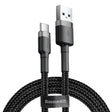 Cablu Baseus Cafule (CATKLF-BG1), USB to Type-C, 3A, 480Mbps, 1m, Gri / Black