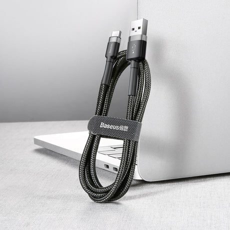 Cablu Baseus Cafule (CATKLF-BG1), USB to Type-C, 3A, 480Mbps, 1m, Gri / Black
