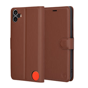 Husa de protectie Techsuit Leather Folio compatibil cu Nothing CMF Phone 1, Maro