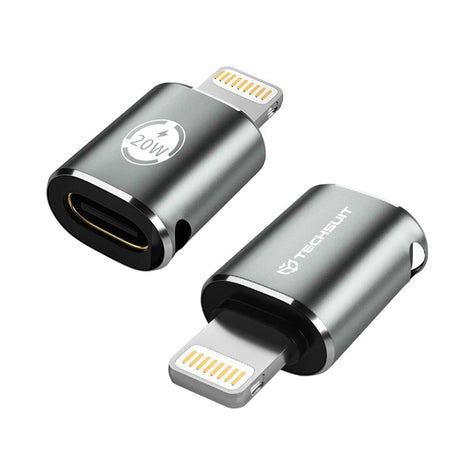 Adaptor Techsuit Premium OTG Adapter TitanCoreX (A11), Lightning to Type-C, 3A, Aluminum Alloy, Plug&Play, Fast Transfer, Gri