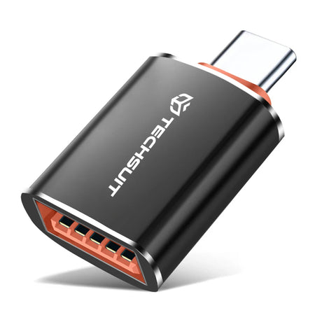 Adaptor Techsuit Premium OTG Adapter HyperPort (A2), USB to Type-C, 5Gbps, 6A, 120W, Converter for PC/Laptop, Negru / Orange