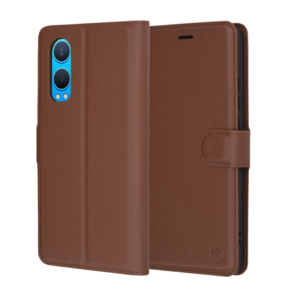 Husa de protectie Techsuit Leather Folio compatibil cu OnePlus Nord CE4 Lite, Maro