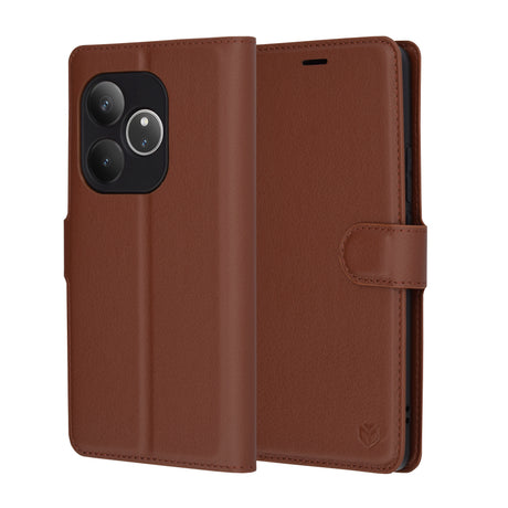 Husa de protectie Techsuit Leather Folio compatibil cu Realme GT 6 / GT 6T, Maro