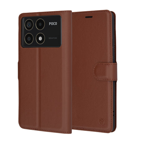 Husa de protectie Techsuit Leather Folio compatibil cu Xiaomi Poco F6 Pro, Maro