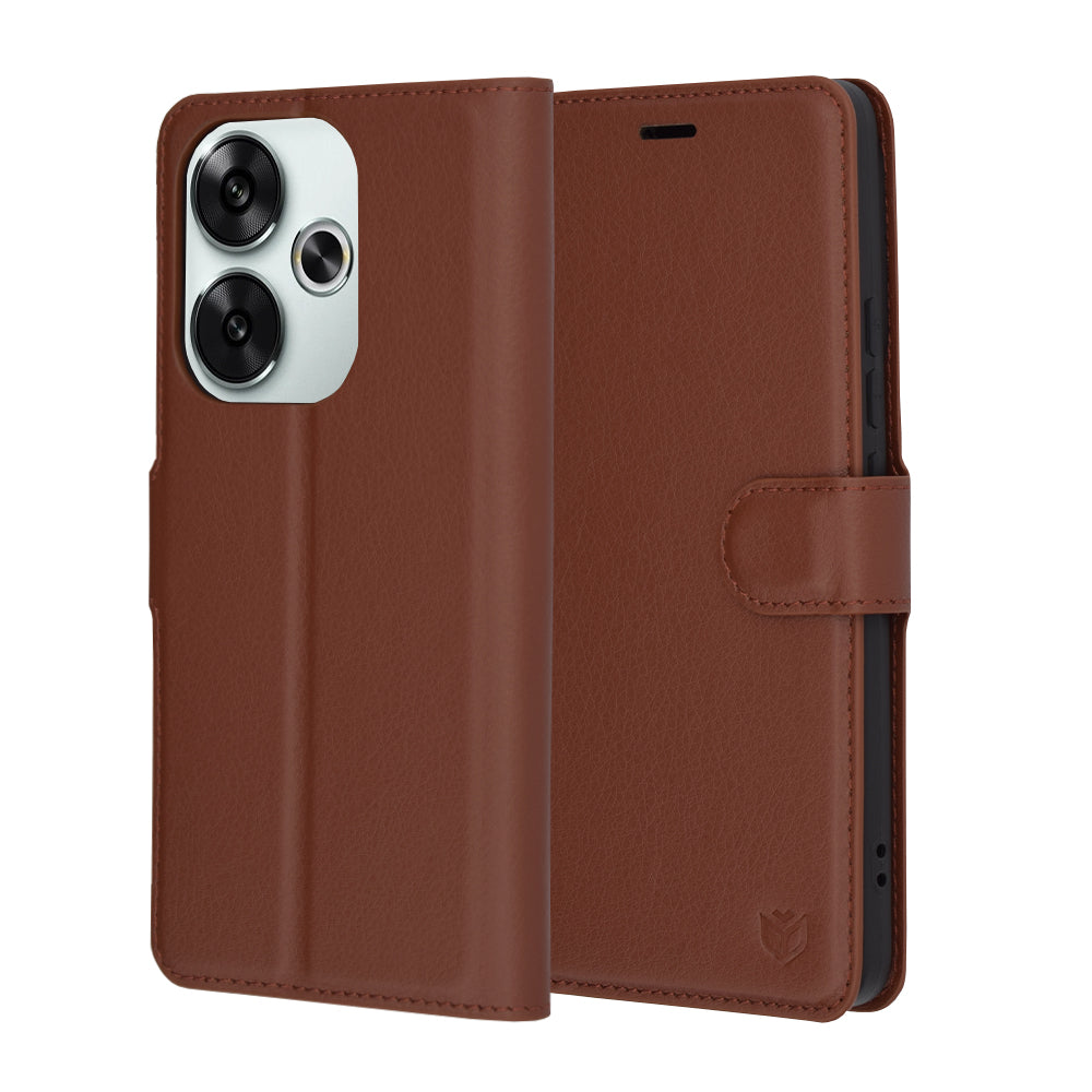 Husa de protectie Techsuit Leather Folio compatibil cu Xiaomi Poco F6, Maro
