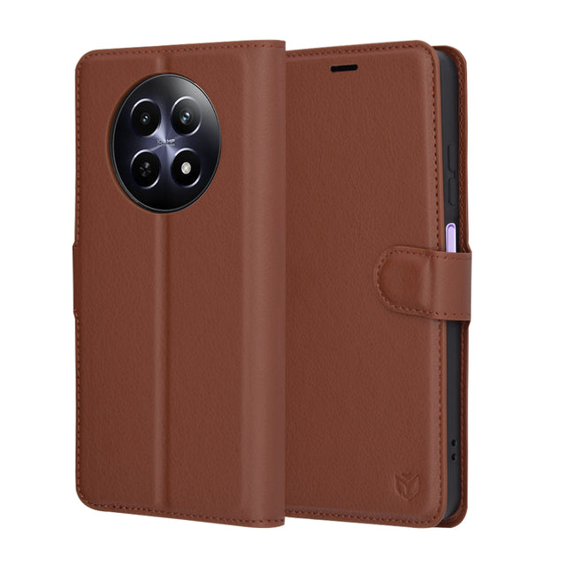 Husa de protectie Techsuit Leather Folio compatibil cu Realme 12 / 12x, Maro