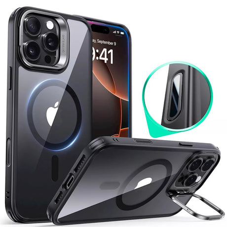 Husa de protectie ESR Classic Hybrid HaloLock Kickstand compatibil cu iPhone 16 Pro, Transparent Black