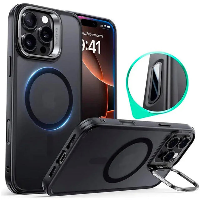 Husa de protectie ESR Classic Hybrid HaloLock Kickstand compatibil cu iPhone 16 Pro Max, Negru Mat