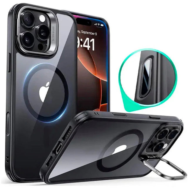Husa de protectie ESR Classic Hybrid HaloLock Kickstand compatibil cu iPhone 16 Pro Max, Transparent Black