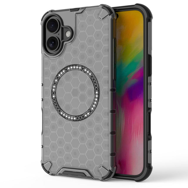 Husa de protectie Techsuit HoneyComb Shield MagSafe compatibil cu iPhone 16, Negru