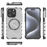 Husa de protectie Techsuit HoneyComb Shield MagSafe compatibil cu iPhone 15 Pro, Alb