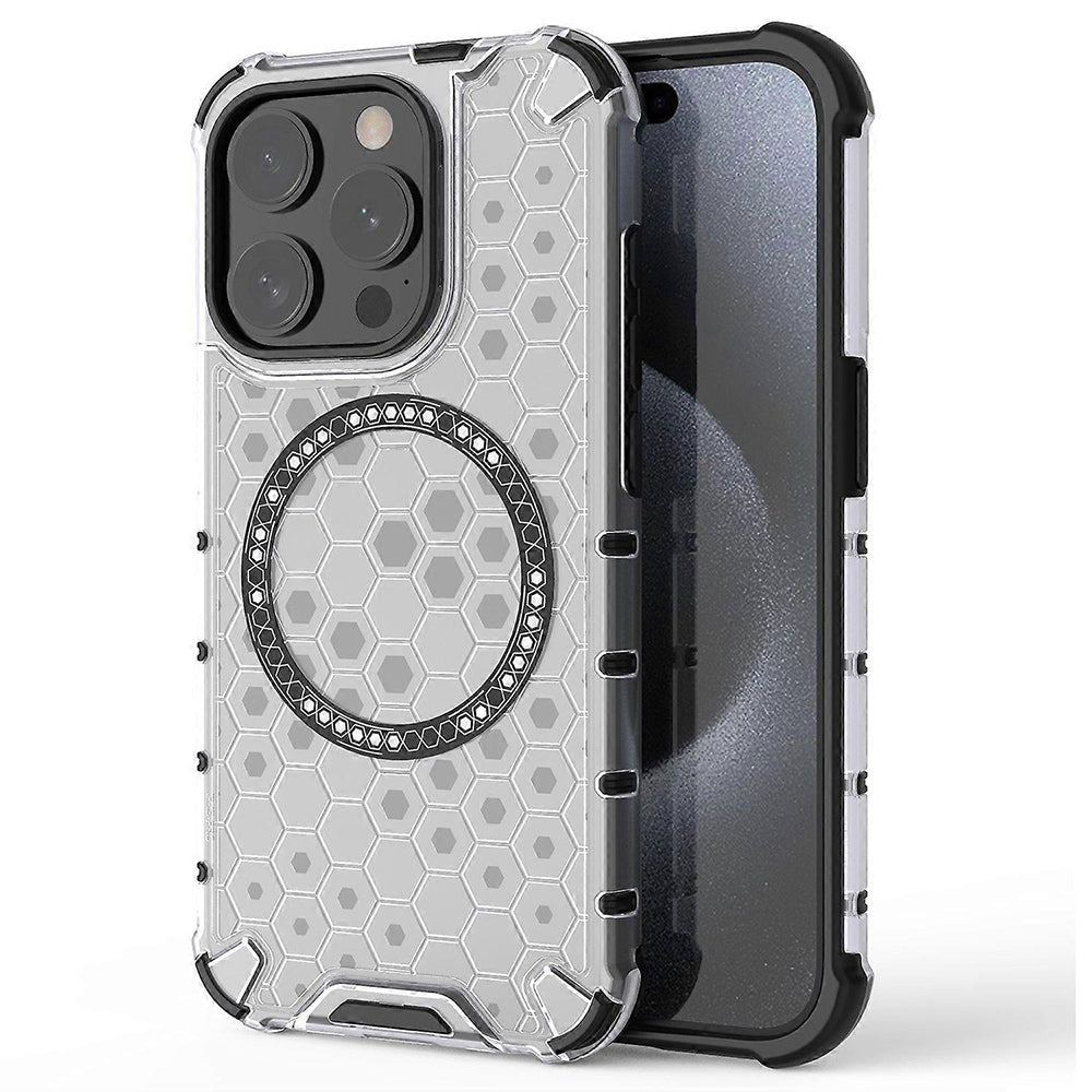 Husa de protectie Techsuit HoneyComb Shield MagSafe compatibil cu iPhone 15 Pro, Alb