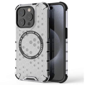 Husa de protectie Techsuit HoneyComb Shield MagSafe compatibil cu iPhone 15 Pro Max, Alb