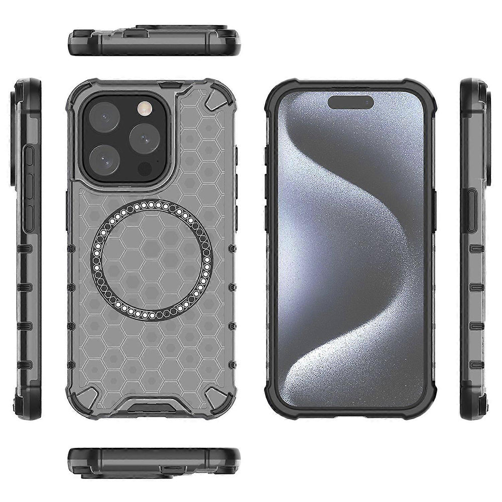 Husa de protectie Techsuit HoneyComb Shield MagSafe compatibil cu iPhone 15 Pro Max, Negru