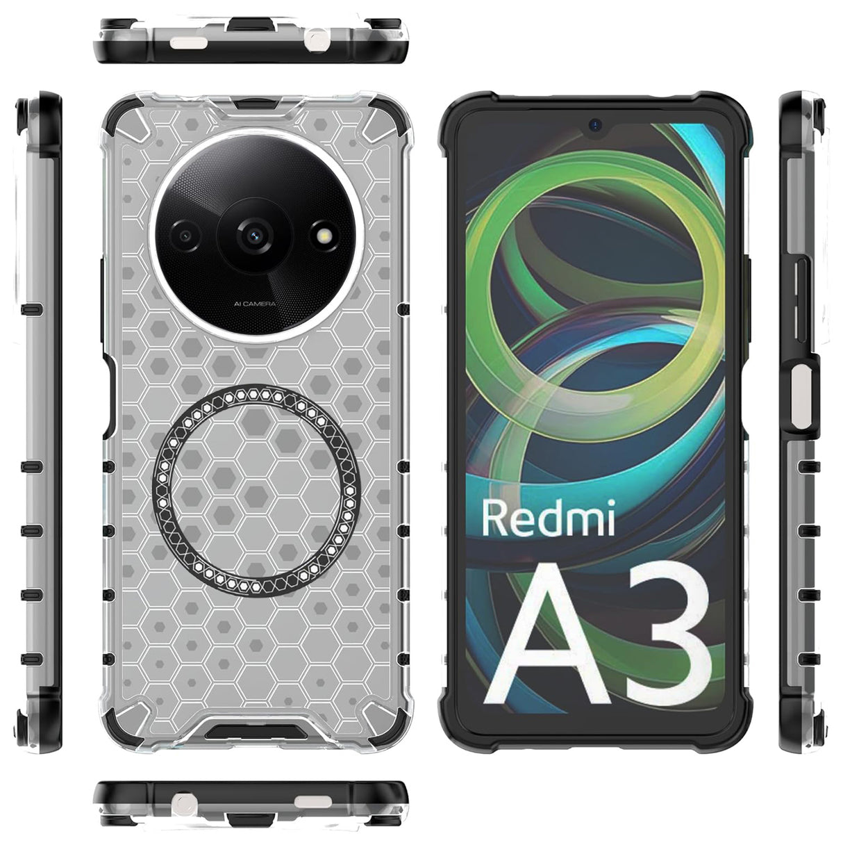Husa de protectie Techsuit HoneyComb Shield MagSafe compatibil cu Xiaomi Redmi A3 / Redmi A3x, Alb