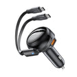 Incarcator Acefast Car (B13), with Retractable Cable, USB, 2x Type-C, 53W, 70 + 15cm, Negru