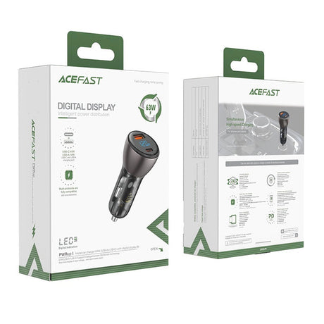 Incarcator Acefast (B6), USB / Type-C, 63W PD3.0, Display Digital, Negru