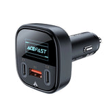 Incarcator Acefast Car (B5), Fast Charging, OLED Digital Display, 2x Type-C, USB, 101W, Zinc Alloy, Negru