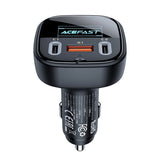Incarcator Acefast Car (B5), Fast Charging, OLED Digital Display, 2x Type-C, USB, 101W, Zinc Alloy, Negru