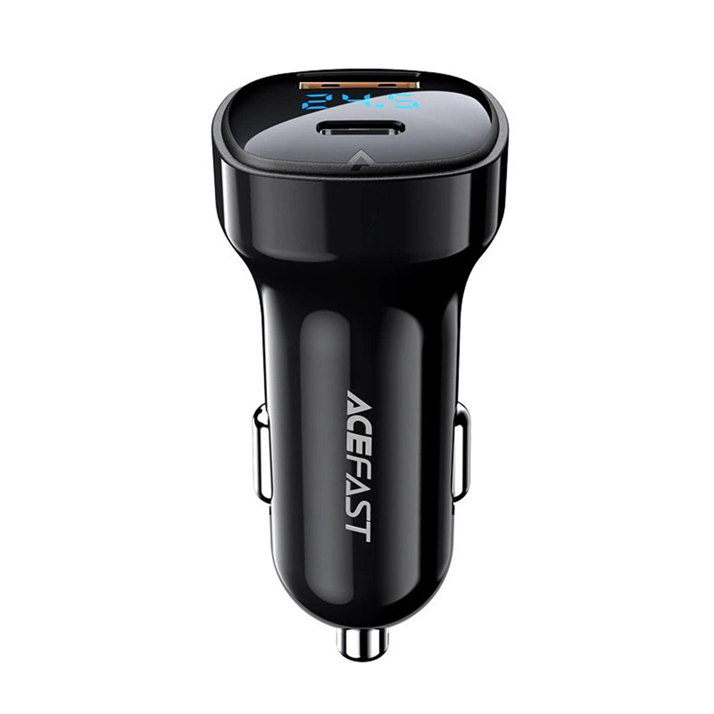 Incarcator Acefast Car (B4), with Digital Display, Fast Charging, USB, Type-C, 66W, Negru