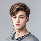 Casti Acefast Bluetooth Earphones (N5), Behind the Head, Neckband, Bluetooth 5.4, LED Display, IPX4, 200mAh, Negru