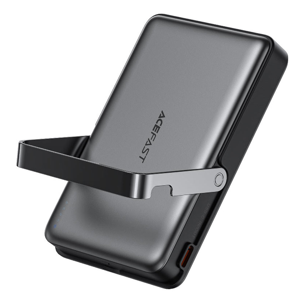 Baterie externa Acefast Magnetic Wireless (M17-10000), Foldable Stand, USB-C Port, 10000mAh, 22.5W, LED Indicator, Negru