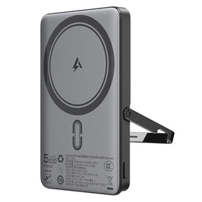 Baterie externa Acefast Magnetic Wireless (M16-5000), with Foldable Stand, USB-C Port, 5000mAh, PD18W, LED Indicator, Negru