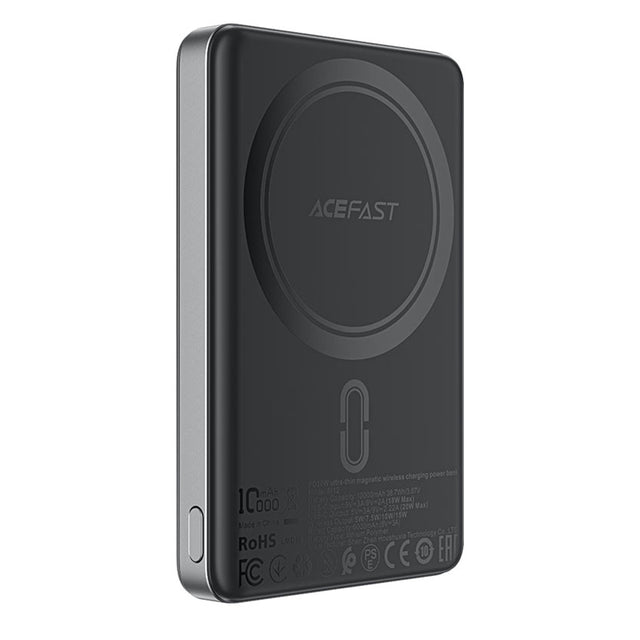 Baterie externa Acefast Magnetic Wireless Ultra-thin (M12-10000), Type-C, 10000mAh, 38.7Wh, PD20W, LED Indicator, Negru