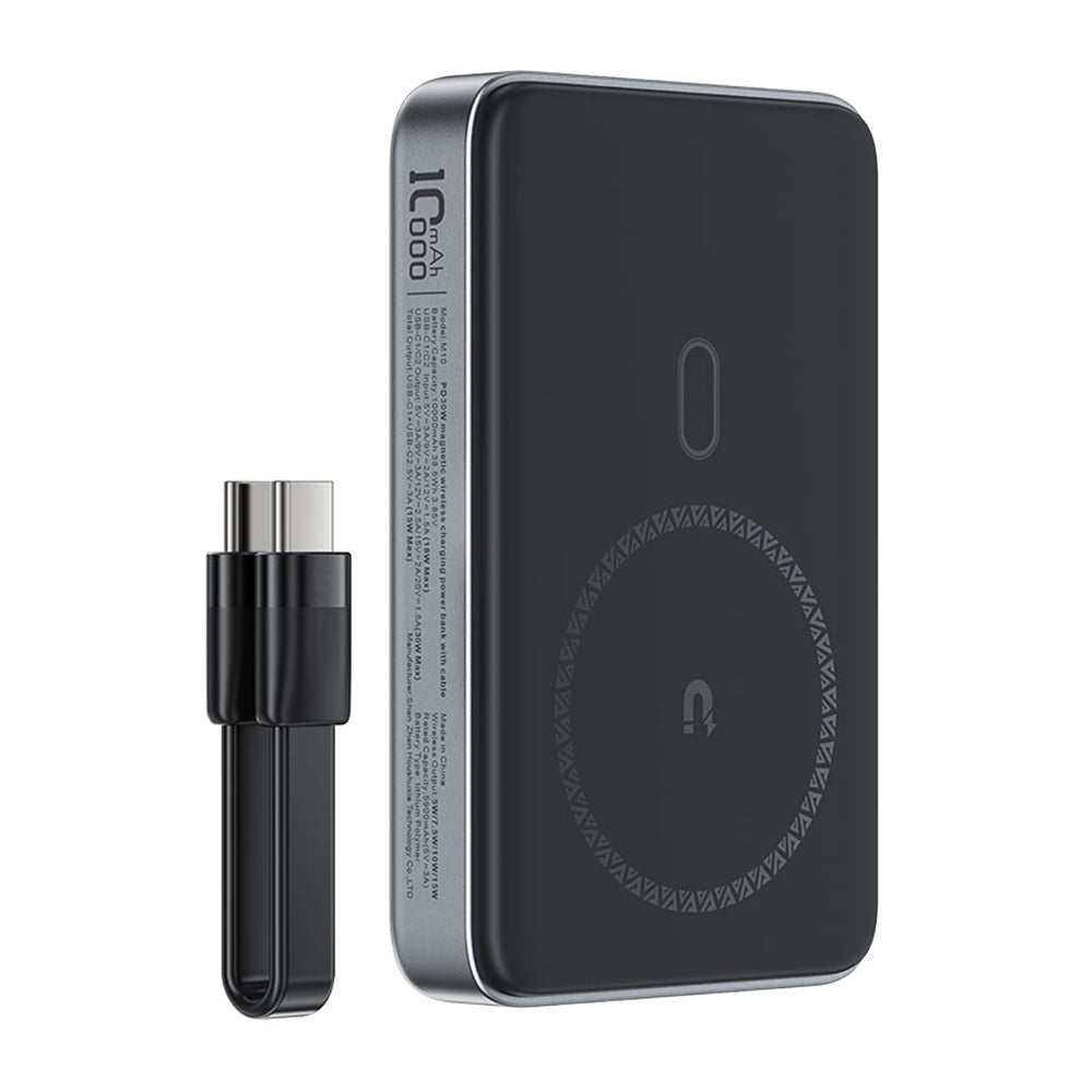 Baterie externa Acefast Magnetic Wireless (M10-10000), with Type-C Cable, 0.1m, 2x USB-C, 10000mAh, 30W, LED Indicator, Negru