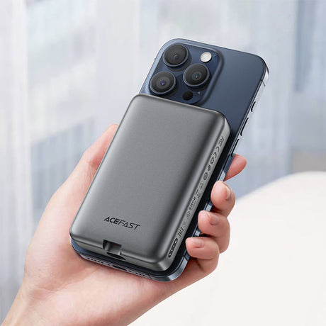 Baterie externa Acefast Magnetic Wireless (M10-10000), with Type-C Cable, 0.1m, 2x USB-C, 10000mAh, 30W, LED Indicator, Negru