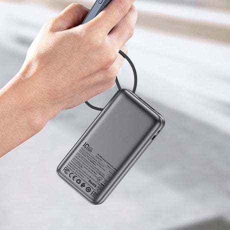 Baterie externa Acefast (M7-10000), with Type-C Cable, USB-C, USB, 10000mAh, 30W, Digital Display, Dirt-resistant, Negru