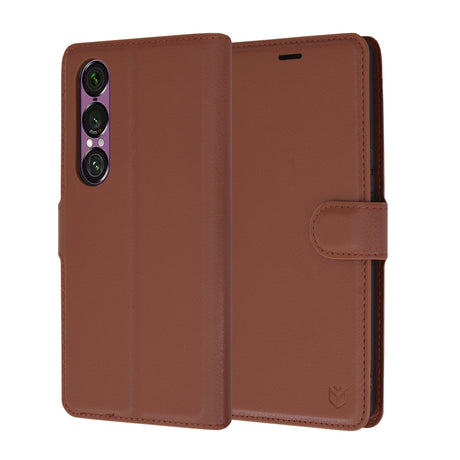 Husa de protectie Techsuit Leather Folio compatibil cu Sony Xperia 1 VI, Maro