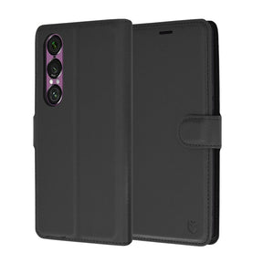 Husa de protectie Techsuit Leather Folio compatibil cu Sony Xperia 1 VI, Negru