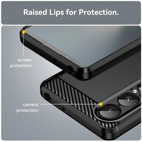 Husa de protectie Techsuit Carbon Silicone compatibil cu Sony Xperia 1 VII, Negru