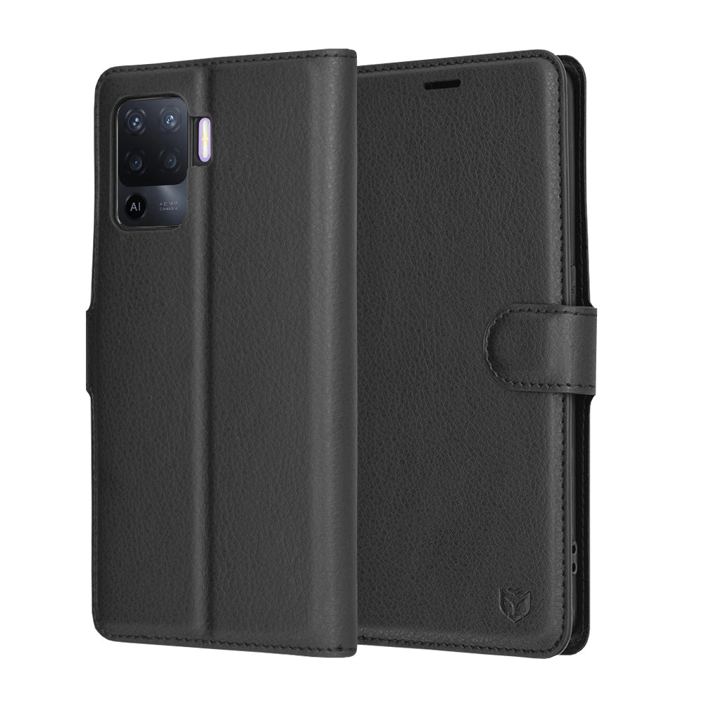 Husa de protectie Techsuit Leather Folio compatibil cu Oppo Reno5 Lite / Oppo A94 4G, Negru